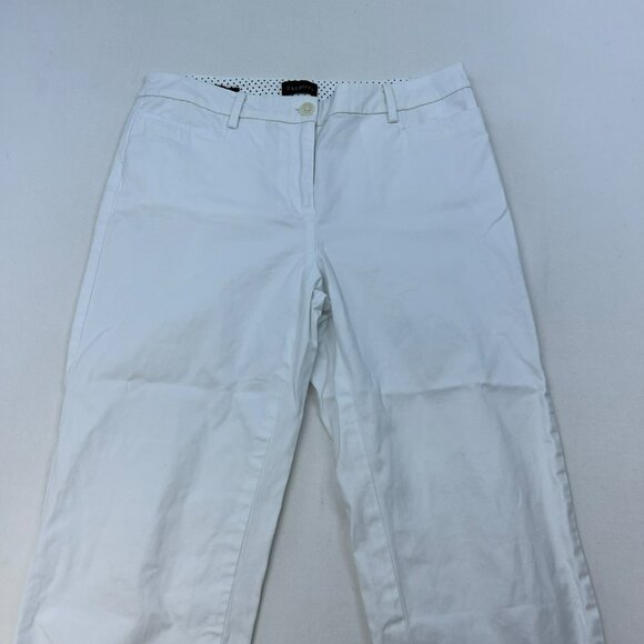 Talbots Perfect Skimmer Cropped Pants White Womens Size 4 Pockets - Picture 2 of 9
